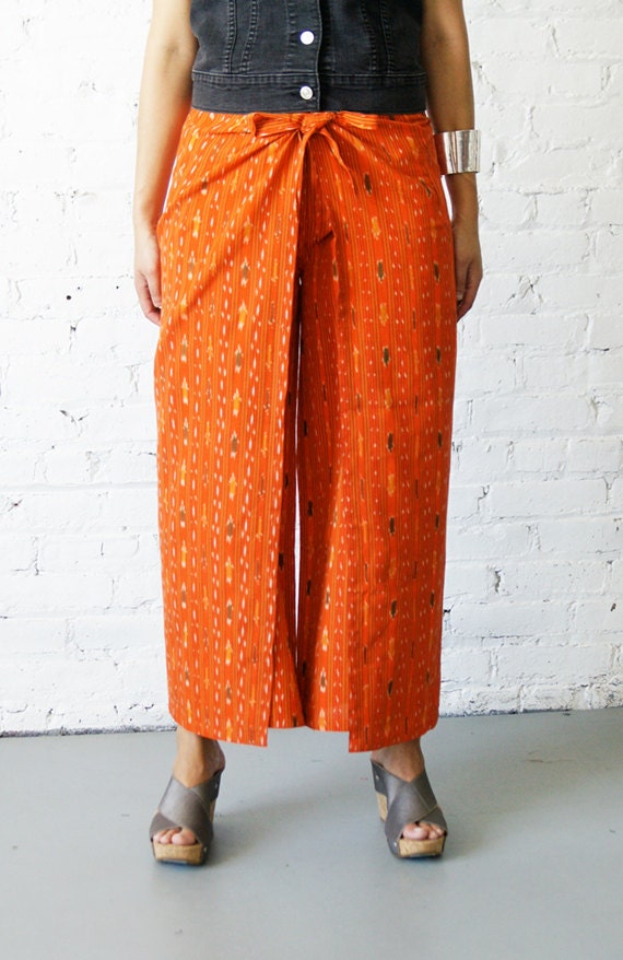 Tangerine Ikat Streifen Wrap Hose von RusticLoom