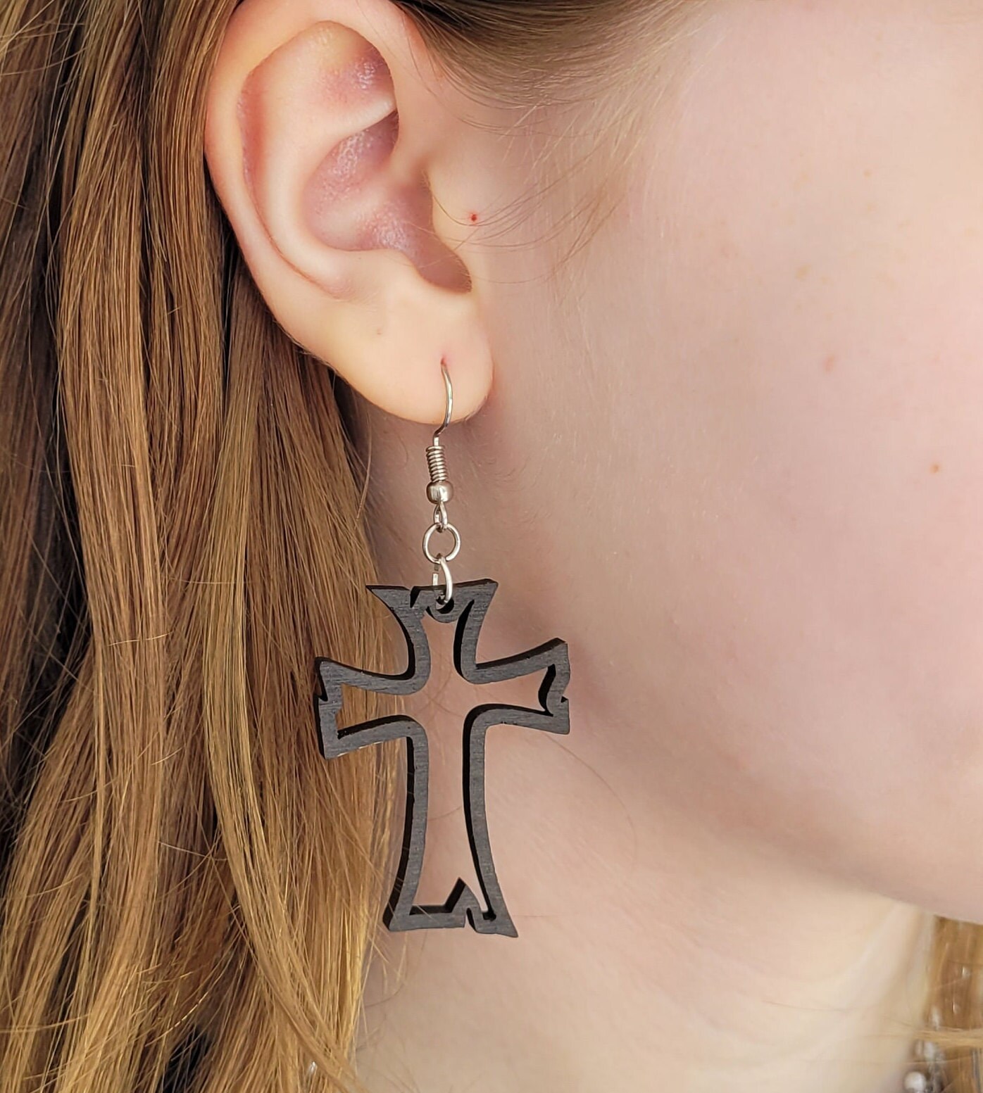 Kreuz Ohrringe, Holz Glaube Christlicher Schmuck, Muttertag, Mutter Geschenk von RusticPeachGoods
