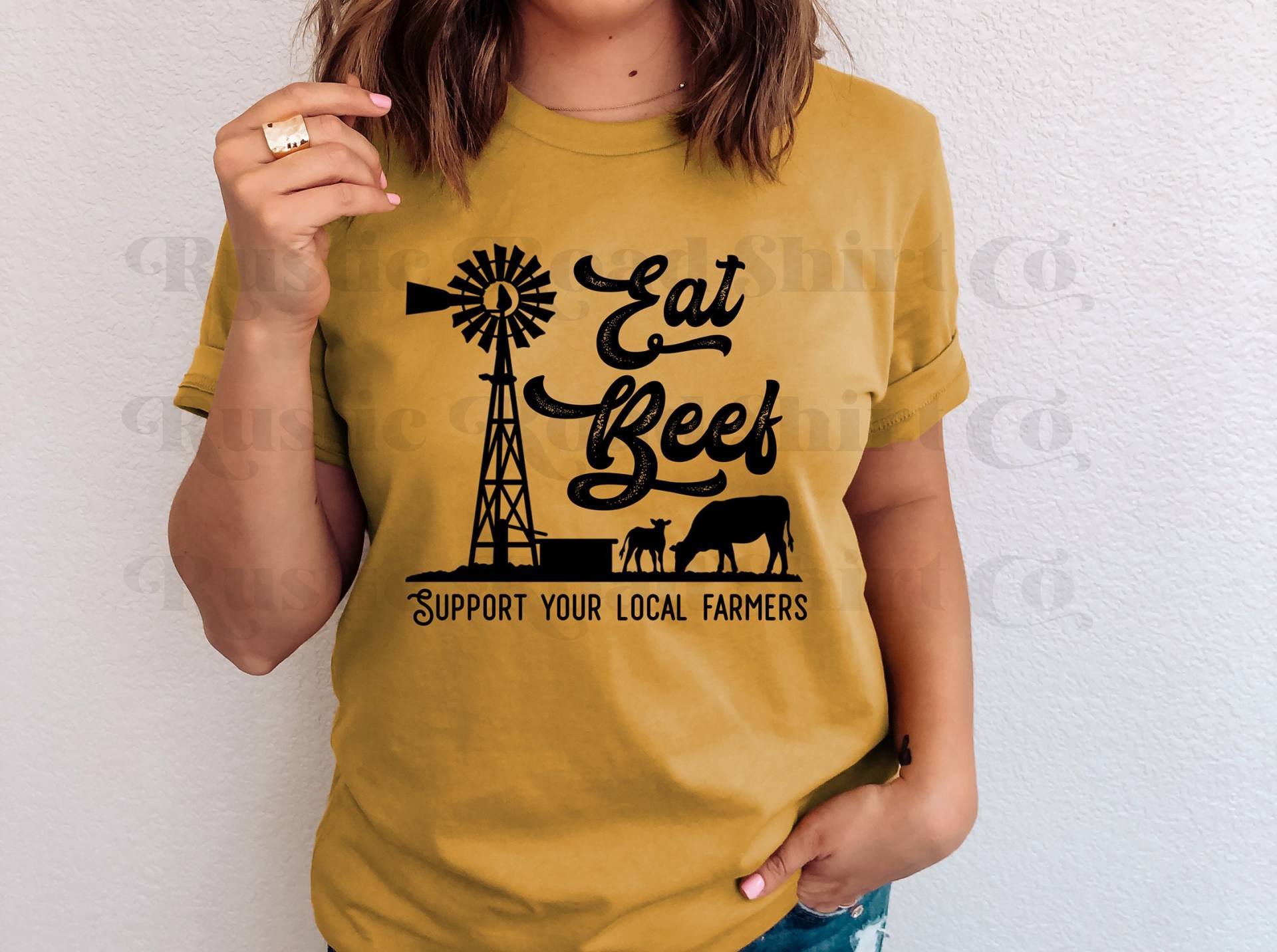 Eat Beef Shirt, Support Local Farmers Farm Girl Country Shirt von RusticRoadShirtCo