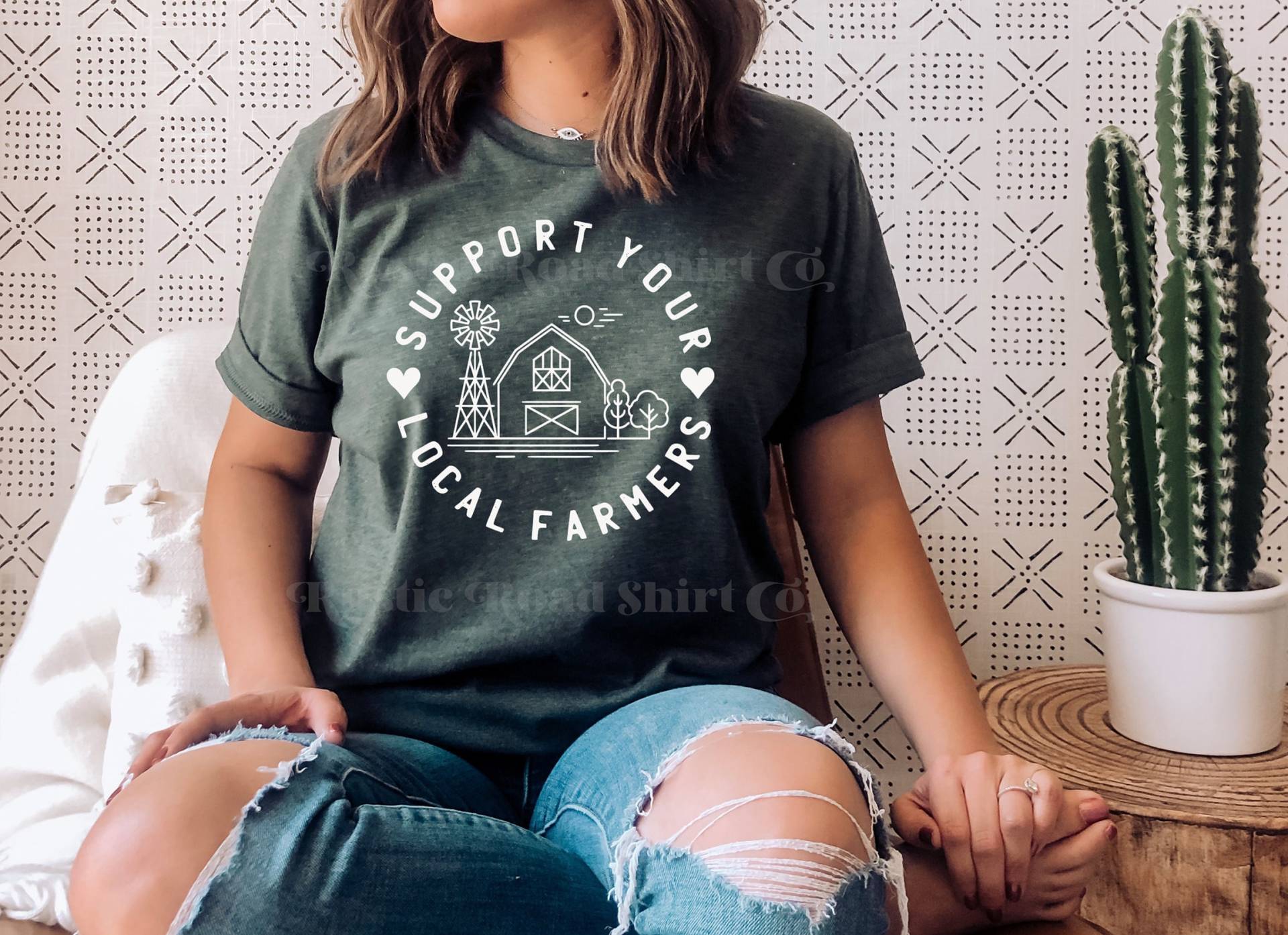 Support Local Farmers Shirt, Country Girl Farm Small Business von RusticRoadShirtCo