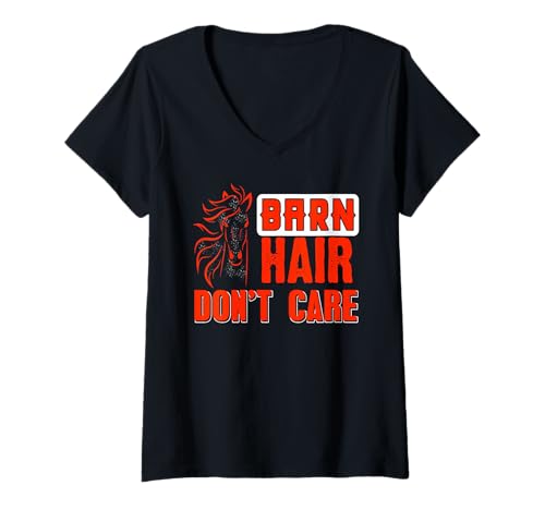 Damen Barnfrisur Egal Lustiger Pferde Bauernhofwitz T-Shirt mit V-Ausschnitt Damen Barnfrisur Egal Lustiger Pferde Bauernhofwitz T-Shirt mit V-Ausschnitt von Rustikale Stallleben Frisur Reiterhumor