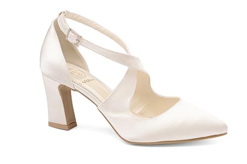 Butdam Brautschuhe Damen Hochzeit Tanzschuhe Blockabsatz IGA Satin Ivory/Creme (Ivory Creme, EU Schuhgrößensystem, Erwachsene, Damen, Numerisch, M, 35) von Rusttler