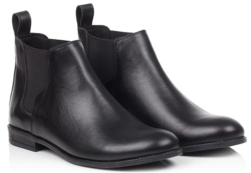 Butdam Damen Stiefeletten aus Hochwertigem Glattleder Chelsea Boots BTK Schwarz von Rusttler