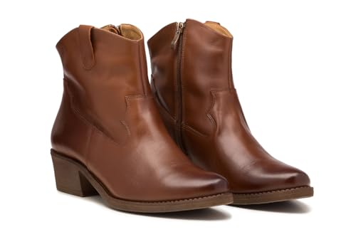 Rusttler Butdam Damen Cowboystiefel Echtleder Reißverschluss KW-1 Braun von Rusttler