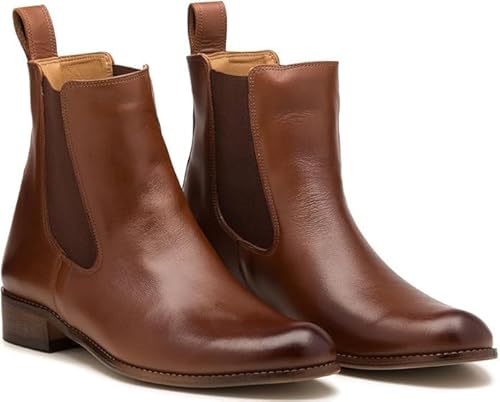 Rusttler Butdam Stiefeletten flach Chelsea Boots leder STW braun von Rusttler
