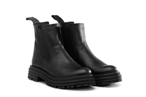 Rusttler Chelsea Boot damen flach leder schwarz mit dicker sohle Butdam WOS von Rusttler