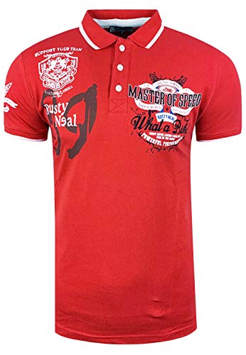 Herren P-Shirt Polo Polo-Shirt Kurzarm Kentkragen Freizeit 'Master of Speed' T-Shirt 221, Farbe:Rot, Größe S-3XL:M von Rusty Neal