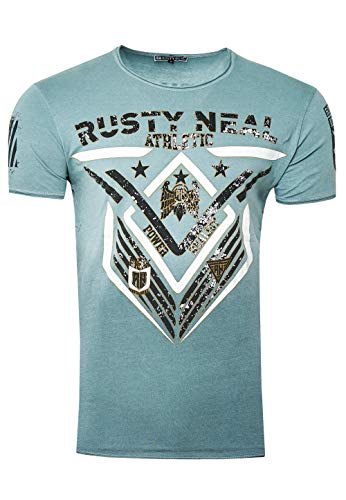 Herren T-Shirt Kurzarm Rundhals T Shirt S M L XL XXL 3XL Printed Shirt Regular Fit Front Print 248, Farbe:Grau, Größe S-3XL:M von Rusty Neal