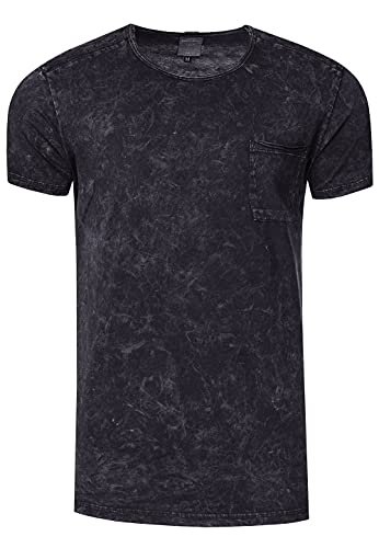 Herren T-Shirt Verwaschen Premium-Basics Used-Look Rundhals & Kurzarm 283, Farbe:Schwarz, Größe S-3XL:M von Rusty Neal