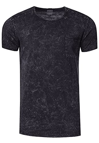 Herren T-Shirt Verwaschen Premium-Basics Used-Look Rundhals & Kurzarm 283, Farbe:Schwarz, Größe S-3XL:XXL von Rusty Neal