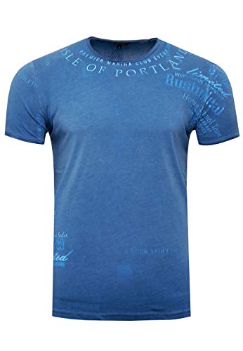 Herren T-Shirt für Männer Kurzarm Rundhals T Shirt O-Neck Regular Fit Washed & Printed 244, Farbe:Marine, Größe S-3XL:3XL von Rusty Neal