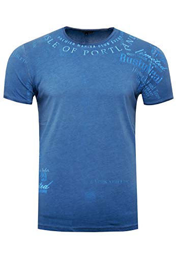 Herren T-Shirt für Männer Kurzarm Rundhals T Shirt O-Neck Regular Fit Washed & Printed 244, Farbe:Marine, Größe S-3XL:L von Rusty Neal