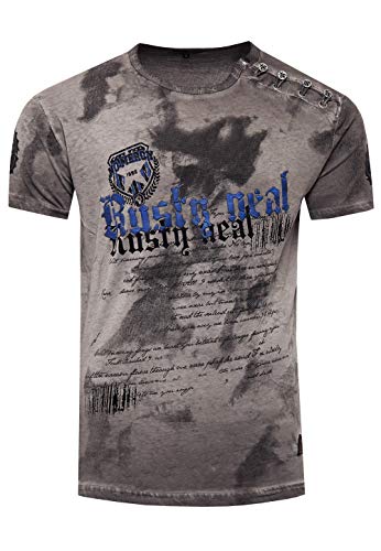 Rusty Neal Batik Herren T-Shirt No Mercy mit Front Logo Print Kurzarm (L, Anthrazit) von Rusty Neal