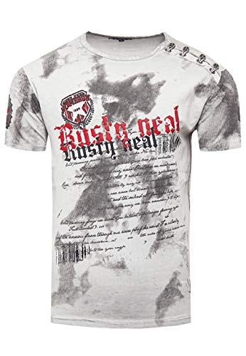 Rusty Neal Batik Herren T-Shirt No Mercy mit Front Logo Print Kurzarm (M, Grau) von Rusty Neal