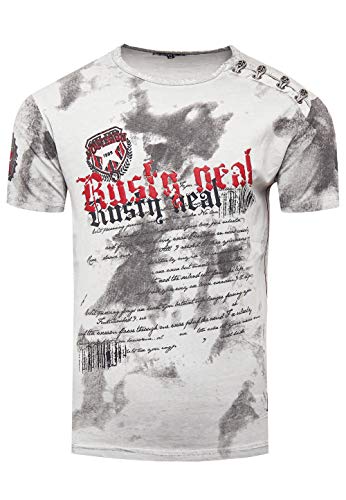 Rusty Neal Batik Herren T-Shirt No Mercy mit Front Logo Print Kurzarm (XXL, Grau) von Rusty Neal