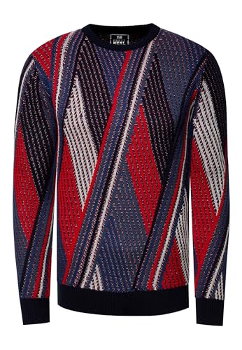 Rusty Neal Colorblock Strick Pullover Herren Feinstrick Pulli Casual Fit Streetwear Stretch S M L XL XXL 3XL 443, Farbe:Marine, Größe S-3XL:XL von Rusty Neal