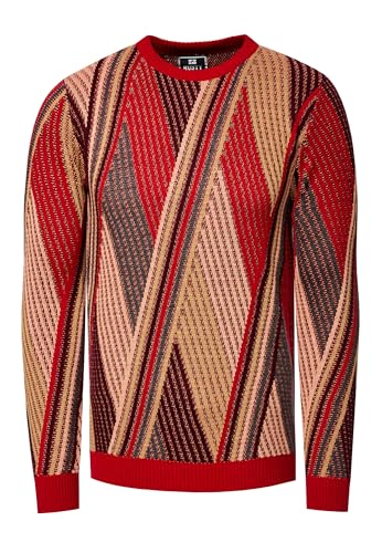 Rusty Neal Colorblock Strick Pullover Herren Feinstrick Pulli Casual Fit Streetwear Stretch S M L XL XXL 3XL 443, Farbe:Rot, Größe S-3XL:L von Rusty Neal