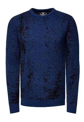 Rusty Neal Designer Strick Pullover mit Rundhalsausschnitt in S M L XL XXL 3XL Casual Fit Streetwear Strickpullover 433, Farbe:Sax, Größe S-3XL:L von Rusty Neal