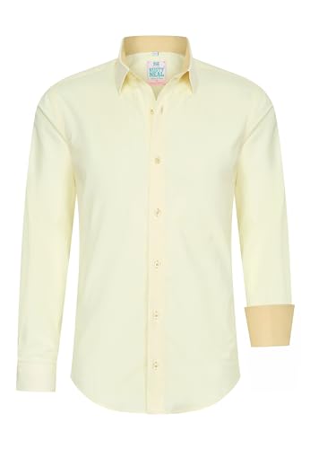 Rusty Neal Herren-Hemd Pastellfarben Premium Slim Fit Langarm Cotton-Stretch Kontrast Hemd Business-Hemden Freizeithemd 66, Größe:XL, Farbe:Buttercup Rusty Neal Herren-Hemd Pastellfarben Premium Slim Fit Langarm Cotton-Stretch Kontrast Hemd Business-Hemden Freizeithemd 66, Größe:XL, Farbe:Buttercup von Rusty Neal