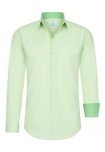 Rusty Neal Herren-Hemd Pastellfarben Premium Slim Fit Langarm Business-Hemd Freizeithemd 66, Größe:XL, Farbe:Mint von Rusty Neal
