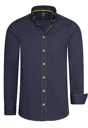 Rusty Neal Herren-Hemd Premium Slim Fit Langarm Stretch-Hemd mit Kontrast-Naht Freizeithemd 024, Farbe:Anthrazit, Größe S-3XL:M von Rusty Neal