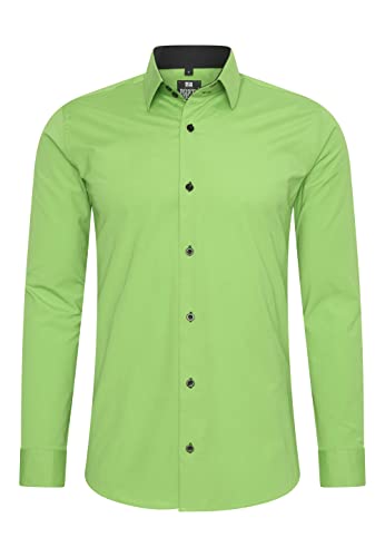 Rusty Neal Herren-Hemd Premium Slim Fit Langarm Stretch Kontrast Hemd Business-Hemden Freizeithemd, Größe S-6XL:2XL, Farbe:Grün von Rusty Neal