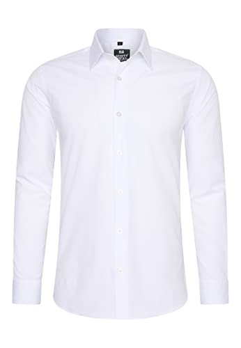 Rusty Neal Herren-Hemd Premium Slim Fit Langarm Stretch Kontrast Hemd Business-Hemden Freizeithemd, Größe S-6XL:2XL, Farbe:Weiß von Rusty Neal