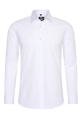 Rusty Neal Herren-Hemd Premium Slim Fit Langarm Stretch Kontrast Hemd Business-Hemden Freizeithemd, Größe S-6XL:5XL, Farbe:Weiß von Rusty Neal