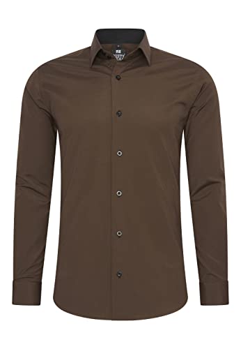 Rusty Neal Herren-Hemd Premium Slim Fit Langarm Stretch Kontrast Hemd Business-Hemden Freizeithemd, Größe S-6XL:L, Farbe:Braun Rusty Neal Herren-Hemd Premium Slim Fit Langarm Stretch Kontrast Hemd Business-Hemden Freizeithemd, Größe S-6XL:L, Farbe:Braun von Rusty Neal