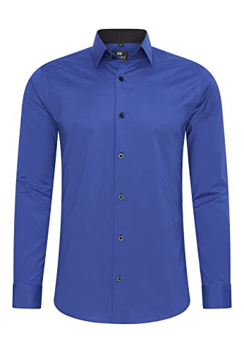 Rusty Neal Herren-Hemd Premium Slim Fit Langarm Stretch Kontrast Hemd Business-Hemden Freizeithemd, Größe S-6XL:L, Farbe:Sax Rusty Neal Herren-Hemd Premium Slim Fit Langarm Stretch Kontrast Hemd Business-Hemden Freizeithemd, Größe S-6XL:L, Farbe:Sax von Rusty Neal
