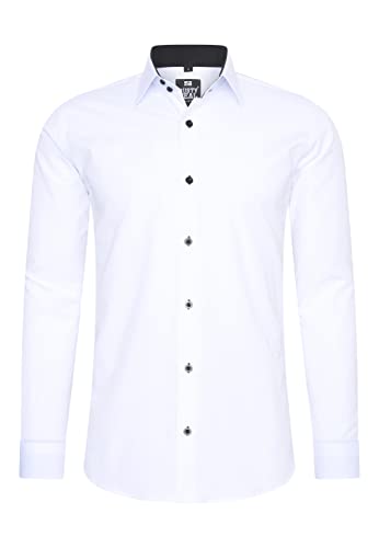 Rusty Neal Herren-Hemd Premium Slim Fit Langarm Stretch Kontrast Hemd Business-Hemden Freizeithemd, Größe S-6XL:L, Farbe:Weiß/Schwarz Rusty Neal Herren-Hemd Premium Slim Fit Langarm Stretch Kontrast Hemd Business-Hemden Freizeithemd, Größe S-6XL:L, Farbe:Weiß/Schwarz von Rusty Neal