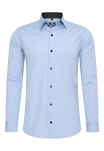 Rusty Neal Herren-Hemd Premium Slim Fit Langarm Stretch Kontrast Hemd Business-Hemden Freizeithemd, Größe S-6XL:M, Farbe:Hell Blau von Rusty Neal