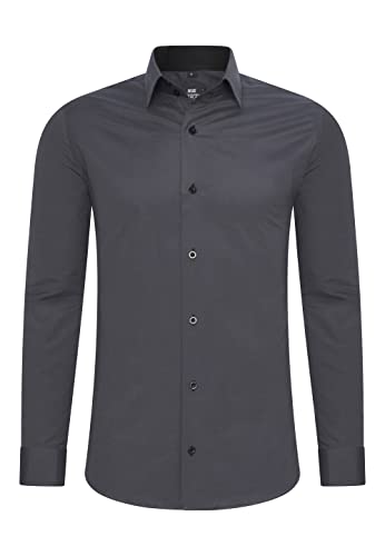 Rusty Neal Herren-Hemd Premium Slim Fit Langarm Stretch Kontrast Hemd Business-Hemden Freizeithemd, Größe S-6XL:S, Farbe:Anthrazit Rusty Neal Herren-Hemd Premium Slim Fit Langarm Stretch Kontrast Hemd Business-Hemden Freizeithemd, Größe S-6XL:S, Farbe:Anthrazit von Rusty Neal