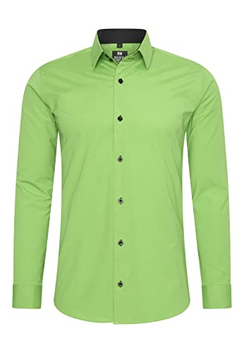 Rusty Neal Herren-Hemd Premium Slim Fit Langarm Stretch Kontrast Hemd Business-Hemden Freizeithemd, Größe S-6XL:S, Farbe:Grün von Rusty Neal