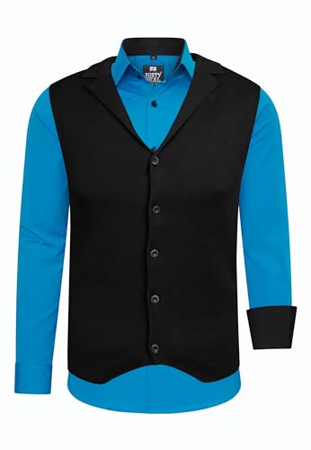 Rusty Neal Herren-Hemd Weste Premium Slim Fit Langarm Stretch Kontrast Hemd Business-Hemden Freizeithemd Set, Größe:5XL, Farbe:Petrol Rusty Neal Herren-Hemd Weste Premium Slim Fit Langarm Stretch Kontrast Hemd Business-Hemden Freizeithemd Set, Größe:5XL, Farbe:Petrol von Rusty Neal