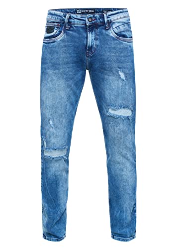 Rusty Neal Herren Jeans-Hose 'Tori Slim Fit Streetwear Jeans Destroyed Denim Blue Black Grey Stretch-Jeans 235, Farbe:Blue Used, Größe Jeans L32:32W / 32L von Rusty Neal