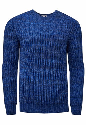 Rusty Neal Herren Pullover Grob-Strick Neon Pullover Streetwear-Basics Langarm Strick-Pullover 392, Farbe:Blau, Größe S-3XL:L von Rusty Neal