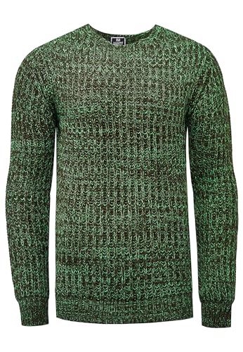 Rusty Neal Herren Pullover Grob-Strick Neon Pullover Streetwear-Basics Langarm Strick-Pullover 392, Farbe:Grün, Größe S-3XL:L von Rusty Neal