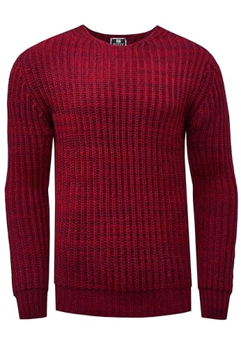 Rusty Neal Herren Pullover Grob-Strick Neon Pullover Streetwear-Basics Langarm Strick-Pullover 392, Farbe:Rot, Größe S-3XL:XL von Rusty Neal