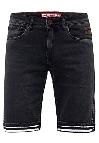 Rusty Neal Herren Shorts Bermuda Jeansshorts Kurze Hose Stretch Denim Short Anthrazit Verwaschen Black Used 640, Farbe:Anthrazit, Größe S-3XL:M von Rusty Neal