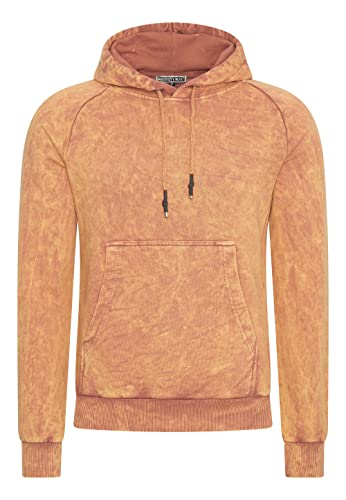 Rusty Neal Herren Streetwear Kapuzenpullover Verwaschen Sweatshirt mit Kapuze Used-Look 160, Größe S-6XL:2XL, Farbe:Orange von Rusty Neal