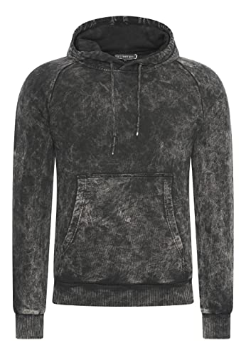 Rusty Neal Herren Streetwear Kapuzenpullover Verwaschen Sweatshirt mit Kapuze Used-Look 160, Größe S-6XL:XL, Farbe:Schwarz von Rusty Neal