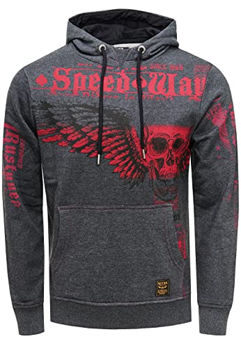 Rusty Neal Herren Streetwear Sweater 'Flying Skull' Kapuzenpullover 149, Farbe:Anthrazit, Größe S-3XL:XL von Rusty Neal