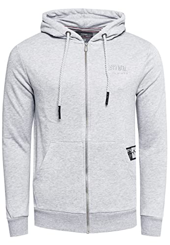 Rusty Neal Herren Sweat-Jacke Streetwear Kapuzen-Jacke Melierte Langarm Sweater mit Branding Premium-Basics 157, Farbe:Grau, Größe S-3XL:XXL von Rusty Neal