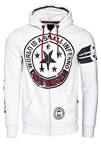 Rusty Neal Herren Sweatshirt Jacke Sweater Hoodie Kapuzenpullover Front Print Streetwear 077, Größe S-6XL:M, Farbe:Weiß von Rusty Neal