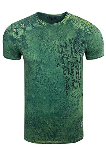 Rusty Neal Herren T-Shirt Oxid Washed Vintage 'ORIGINAL NOS' Tshirt Herren-T-Shirt Knopfleiste Rundhals Stretch 195, Farbe:Grün, Größe S-3XL:S Rusty Neal Herren T-Shirt Oxid Washed Vintage 'ORIGINAL NOS' Tshirt Herren-T-Shirt Knopfleiste Rundhals Stretch 195, Farbe:Grün, Größe S-3XL:S von Rusty Neal