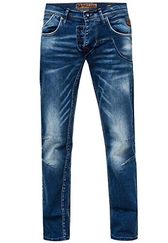 Rusty Neal Jeans Hose Denim Komfort Straight Fit 'Ruben' of Herren-Jeanshose Dunkel Blau -42, Farbe:Dunkel Blau, Größe Jeans:30W / 34L von Rusty Neal