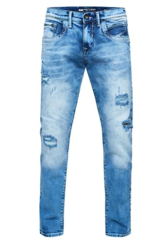 Rusty Neal Jeanshose Herren Jeans 'ODAR' Regular Fit Stretch 'Kontrastnaht' Jeans-Hose Stone-Washed Destroyed Freizeit-Hose 234, Farbe:Blue Used, Größe Jeans L32:31W / 32L von Rusty Neal