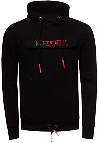 Rusty Neal Kapuzenpullover Herren Sweatshirt Langarm Kapuzen- Sweatshirt 153, Größe S-6XL:S, Farbe:Schwarz von Rusty Neal