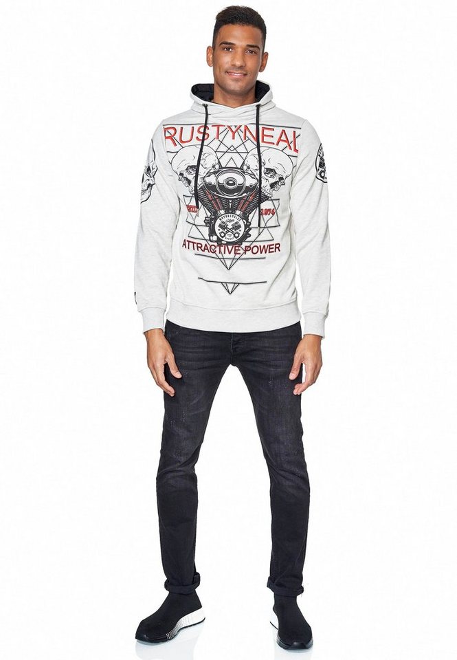 Rusty Neal Kapuzensweatshirt Rusty Neal Sweater mit rockigem Print von Rusty Neal